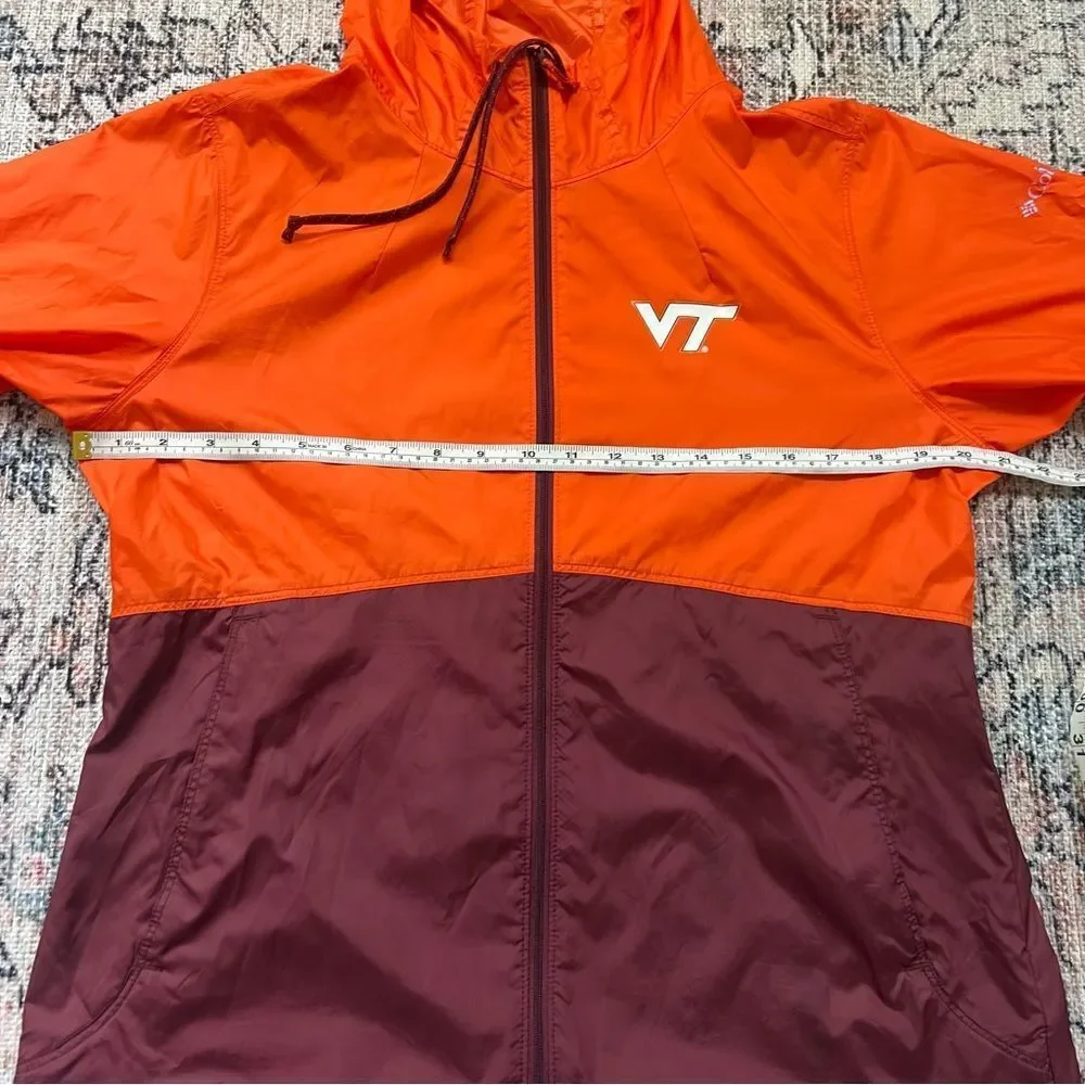 Columbia Virginia Tech VT Orange and Maroon Windbreaker Zip Up Jacket Medium